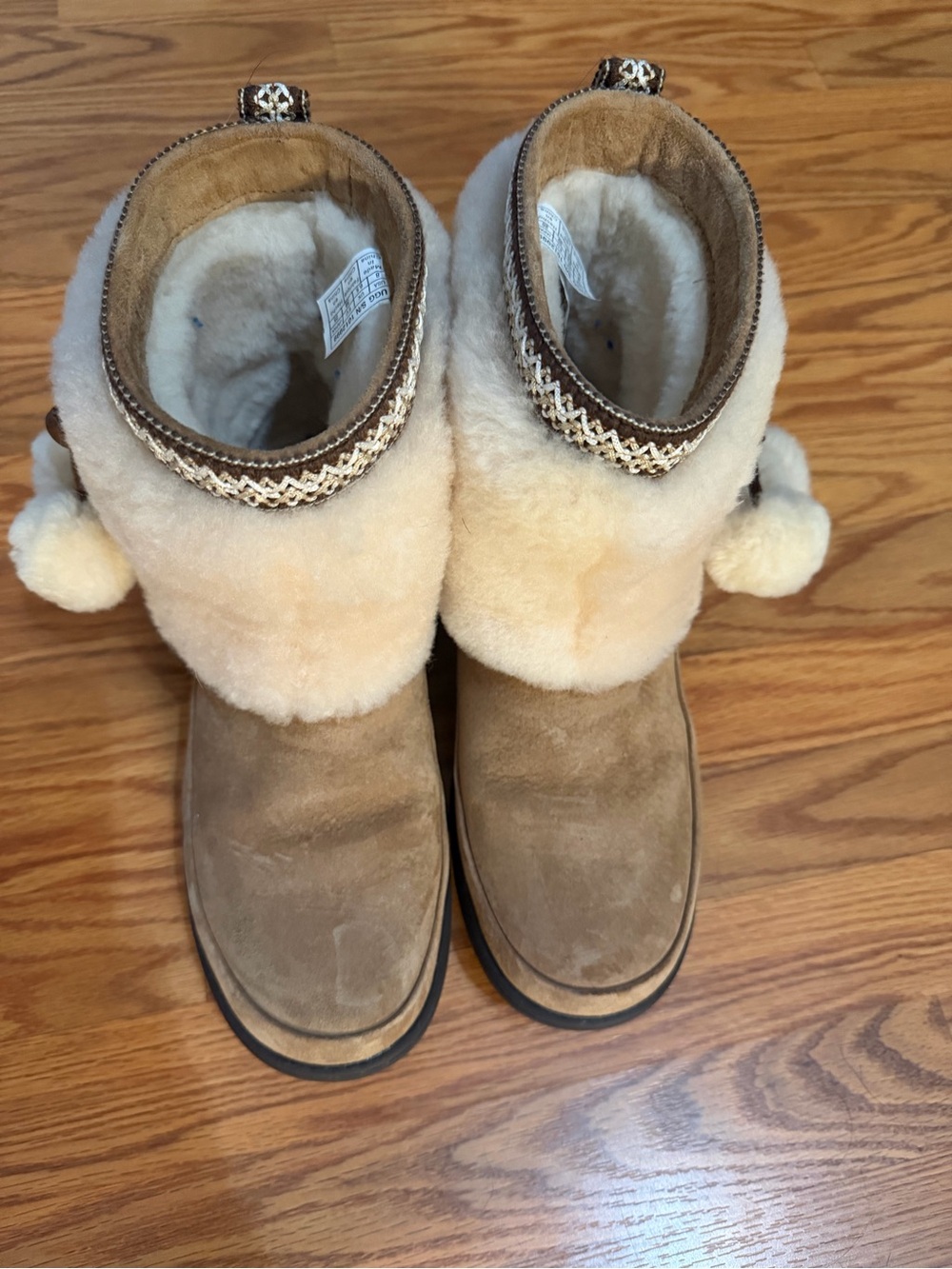 UGG Chestnut Suede Shearling Pom Boot